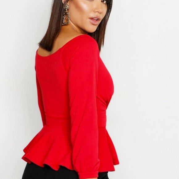Boohoo Tops - NWT- Wrap Peplum Blouse